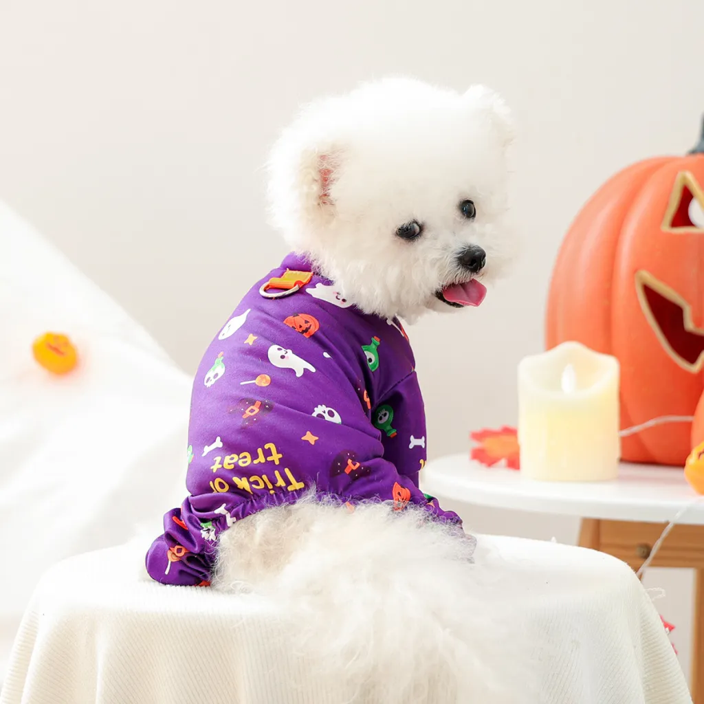 Homewear Belly-wrap Four-legged Outfit - Halloween Purple