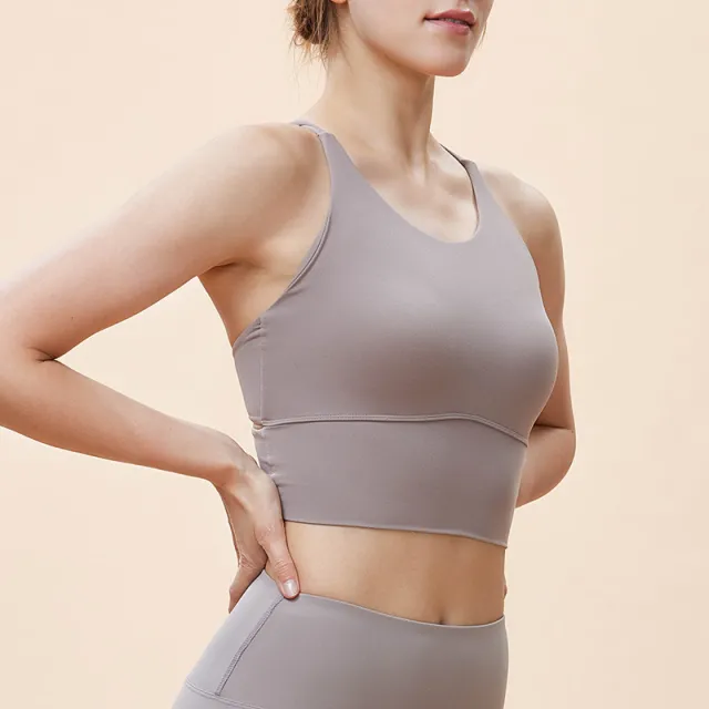 Beauty Back Yoga Bra Double shoulder Strap Cross High Strength Shockproof Coffee - Shop at LoveMi