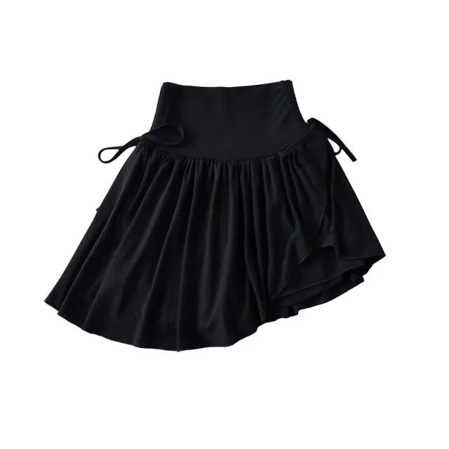 Sweet Bubble Skirt Women's Soft Drawstring Ruffle Anti exposure Black - Shop at LoveMi