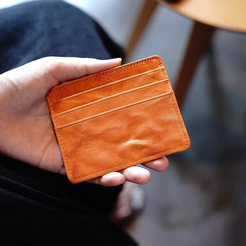 Retro Card Holder Large Capacity Oil-waxed Leather