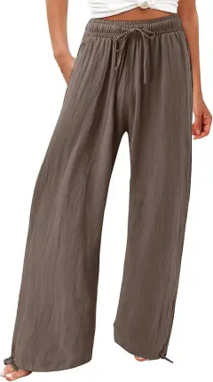 Women's Cotton And Linen Wide-leg Beach Pants Casual Pants - Brown - View 1
