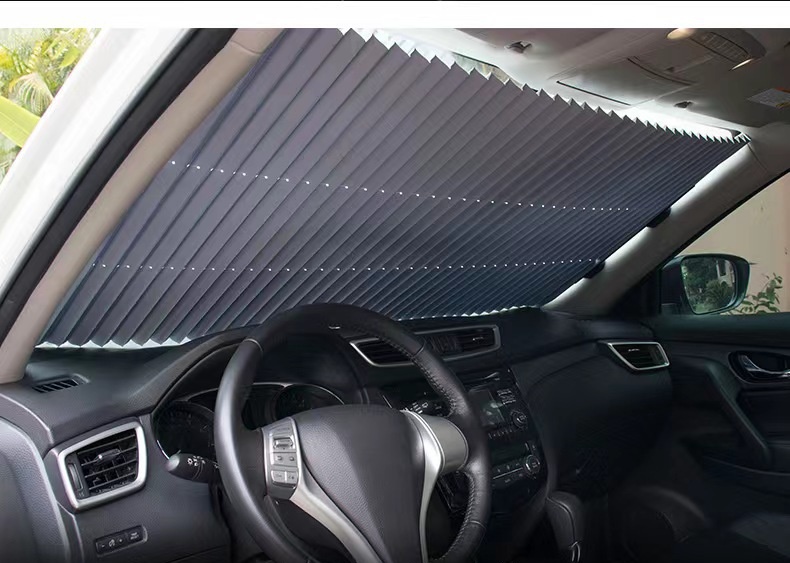 Automatic Retractable Sunshade Sun Protection Front Windscreen Car Sunshade Windproof Summer Car Sunshade