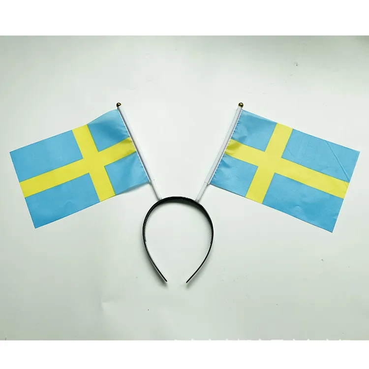 Hand Signal Flag Headband Hair Accessories Festival Activities Cheering Props - Sweden