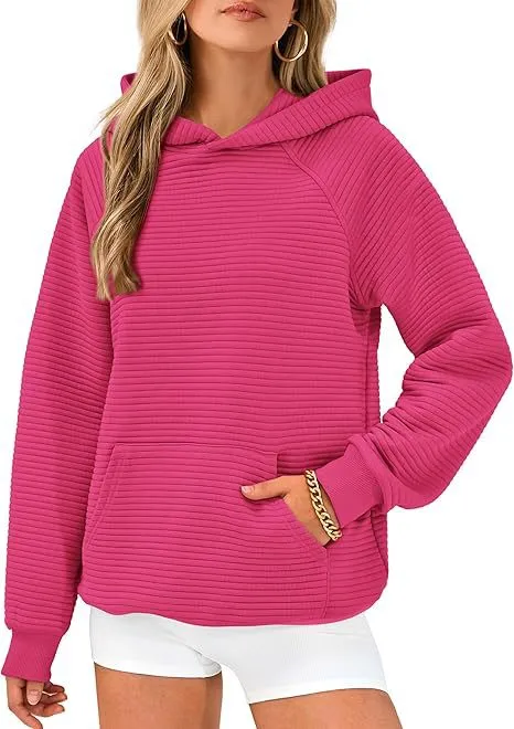 Women's Long Sleeve Hooded Fashion Tops Rose Red - Shop at LoveMi