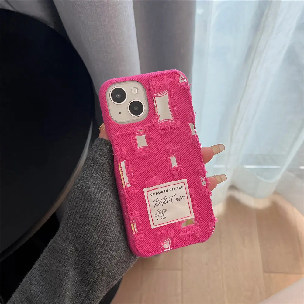 Fashion Mirror Hole Denim Phone Case