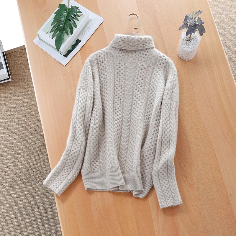 Autumn And Winter Turtleneck Woolen Sweater - Apricot