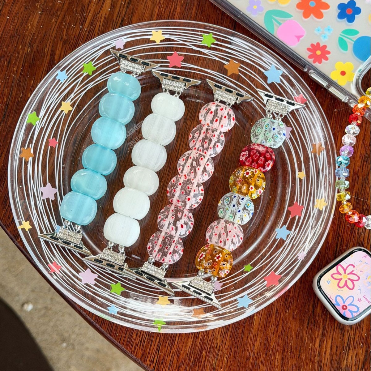 Curea de ceas cu mărgele de cristal - Bandă de înlocuire decorativă pentru femei Accesoriu pentru încheietura mâinii în stilul bijuteriilor de modă