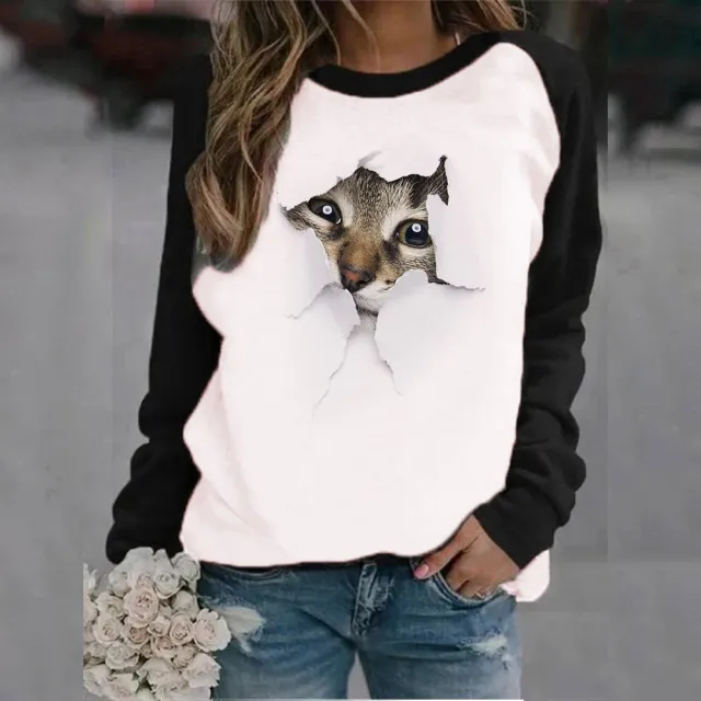 Animal Letter Printed Crew Neck Sweatshirt 5 Colors L - Shop at LoveMi