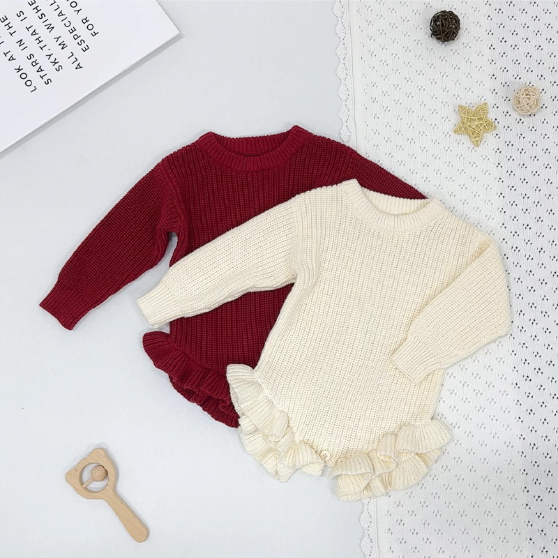 Children's Solid Color Class A Knitted Baby Onesie
