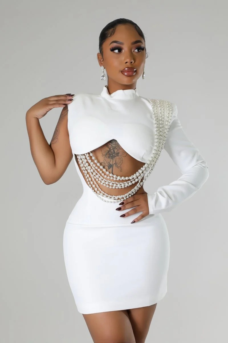 Women's Slim fit One shoulder Sheath Dress White - Shop at LoveMi