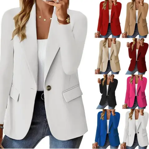 Lapel Button Jacket Fashion Commuter Casual Suit Women's Long-sleeved