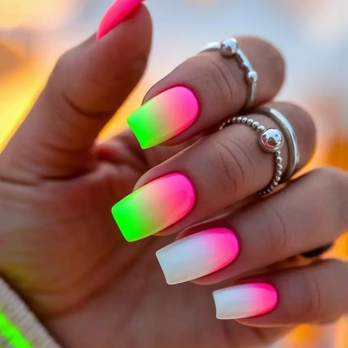 Color-Block Gradient 24-Piece Fake Nail Tips