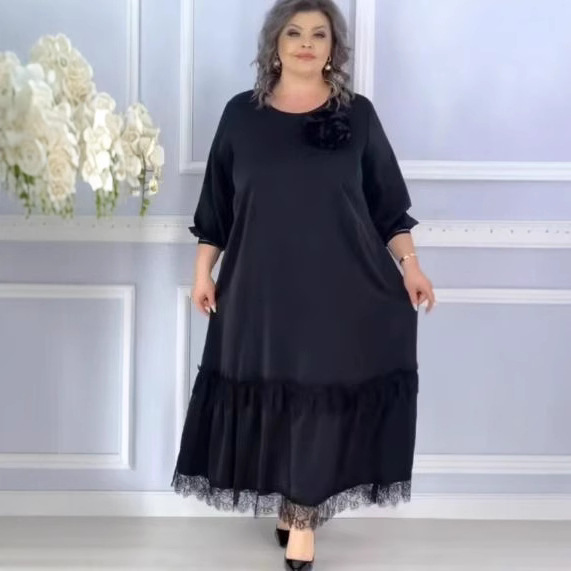 New-style Plus-size Womens Solid-color Dress