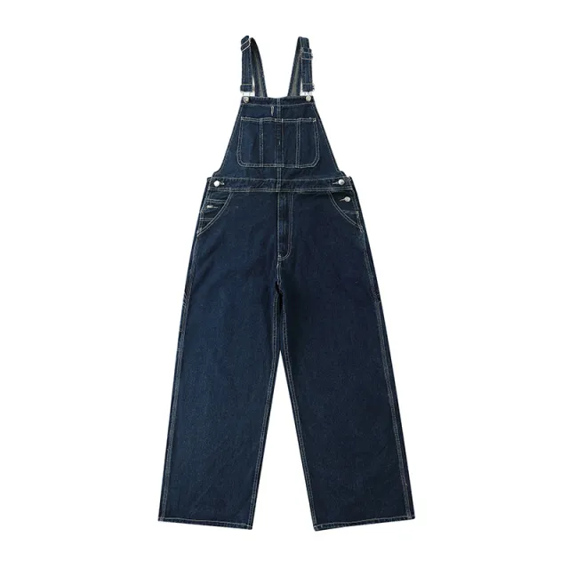 Working Bib Top Pants Men's Denim Loose Denim Jumpsuit Blue - Shop at LoveMi