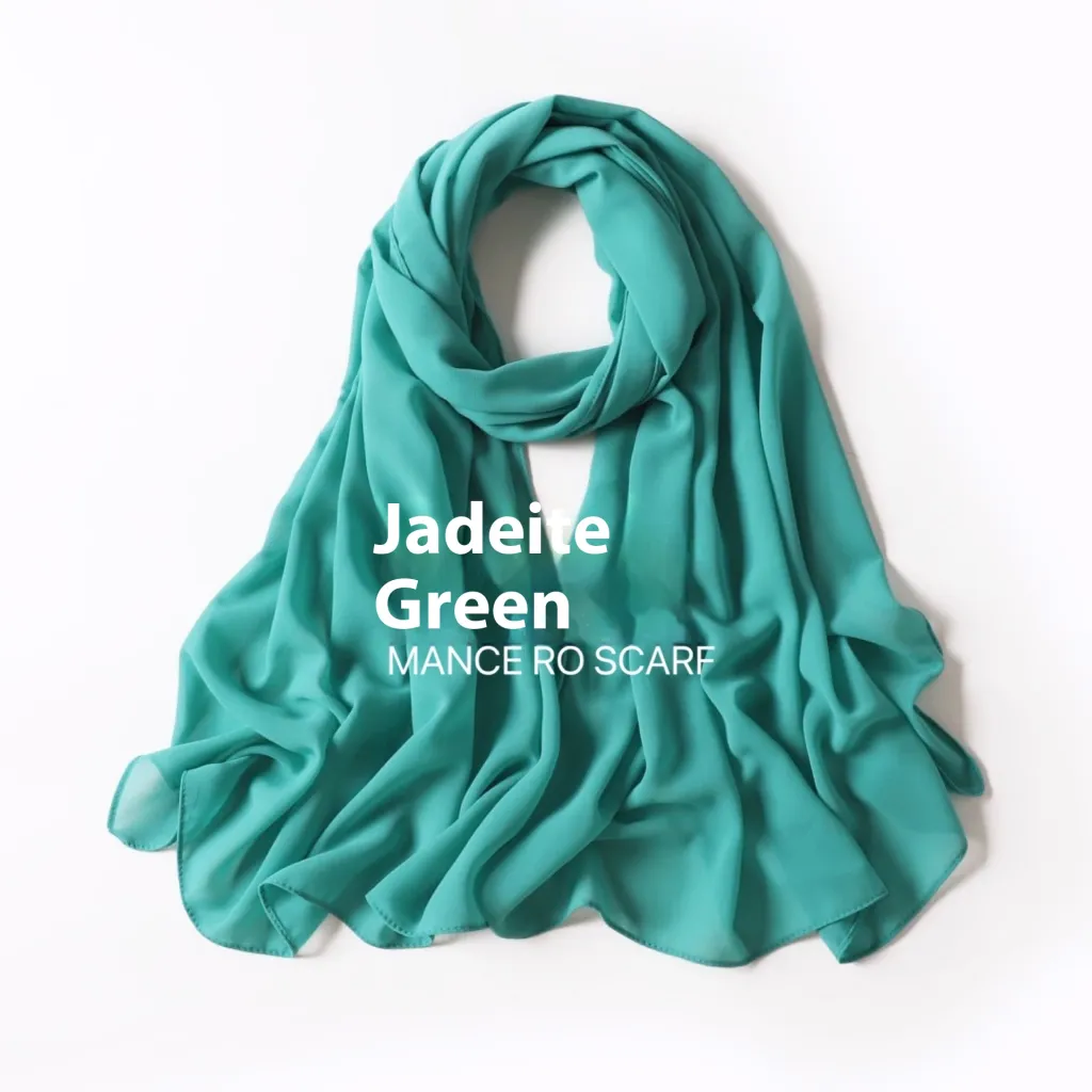 Pure Color Pearl Chiffon Scarf Headcloth Veil Chiffon Scarf - 48 Emerald Green