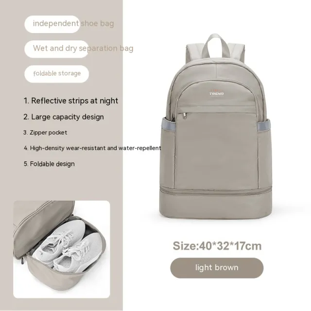 Gym Bag Women's Dry Wet Separation Waterproof Buggy Bag Swimming Sport Climbing Travel Backpack Shoe Warehouse Travel Backpack Brown - Shop at LoveMi