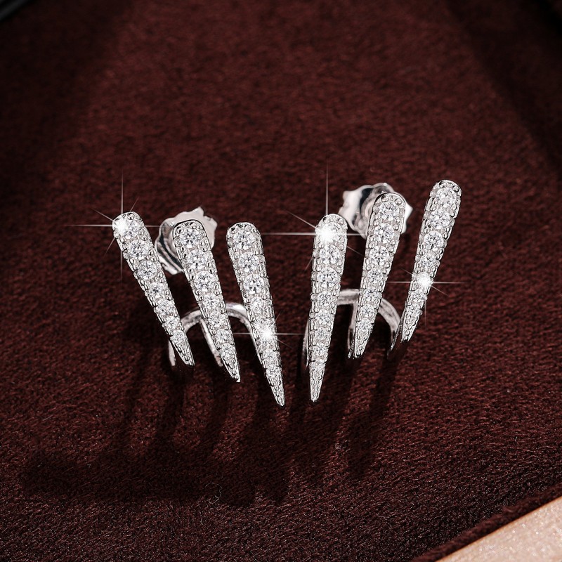 Three-row Zircon Design Sense Light Luxury High Sense Refined Simple Earrings