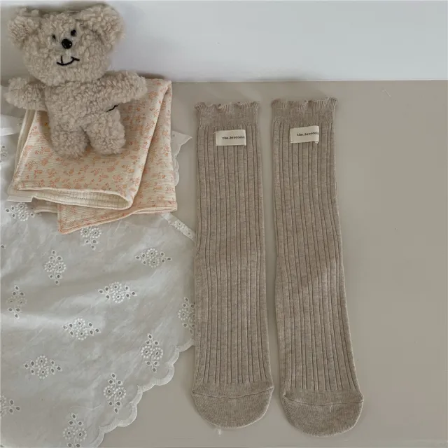 New Autumn And Winter Sweet Ruffled Socks For Girls Solidcolor Mid calf Length Almond Rice - Shop at LoveMi