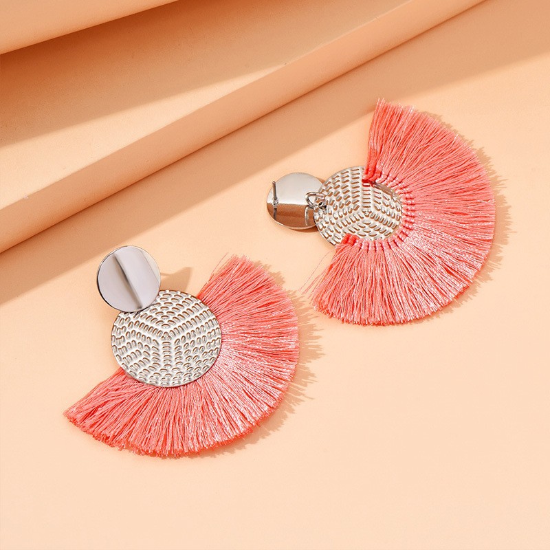 European And American Bohemian Style Earrings Fan-shaped Tassel Earrings