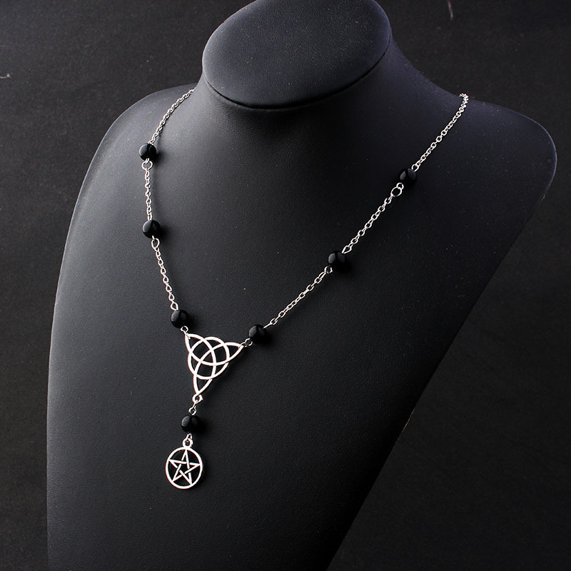 Gothic Witchcraft Pentagram Head Chain Magic Round Beads Stone — foto 3