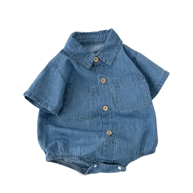 Baby Thin Lapels Denim Jumpsuit Denim Short Climb - Shop at LoveMi