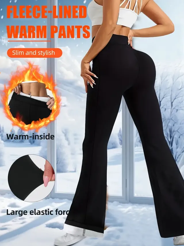 Women's High Waist Flared Pants Belly Contracting And Hip Lifting Thickened Casual Pants Black - Shop at LoveMi