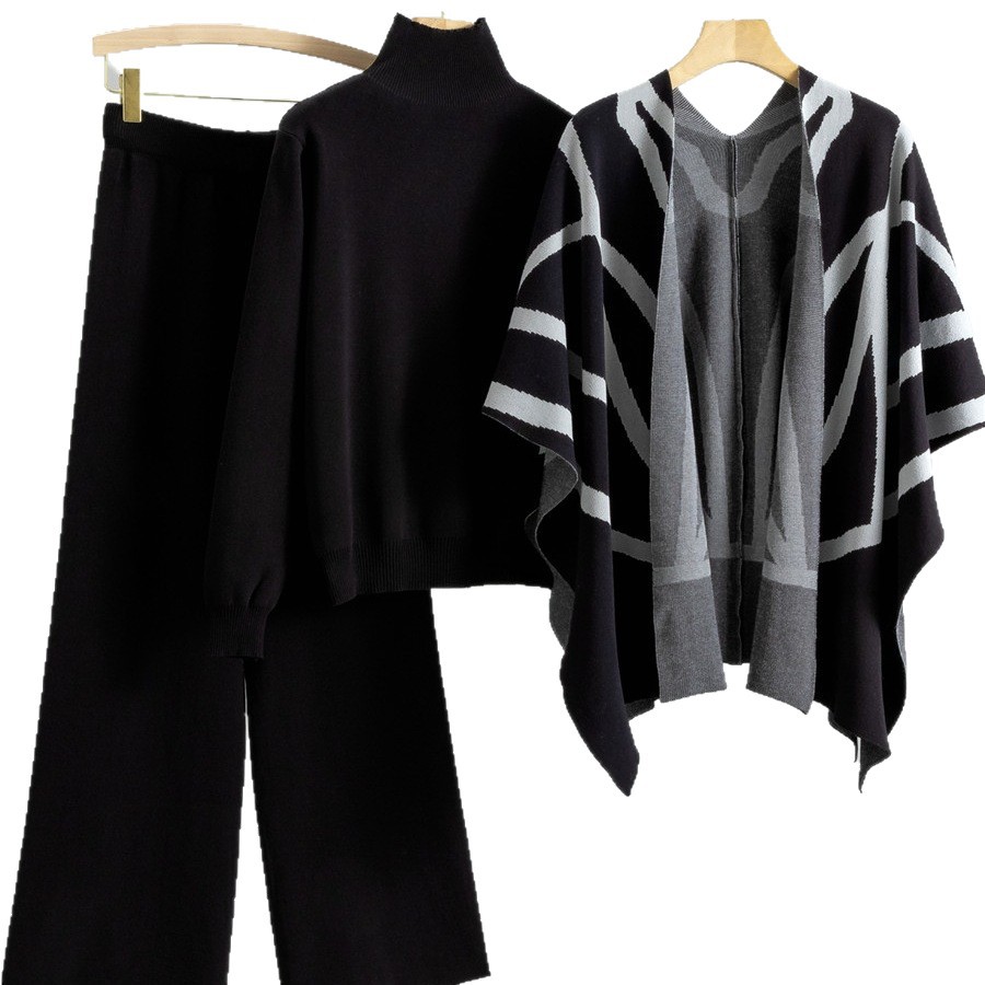 Casual Suit Women's Idle Style Knitwear Three-piece Set - Image 3