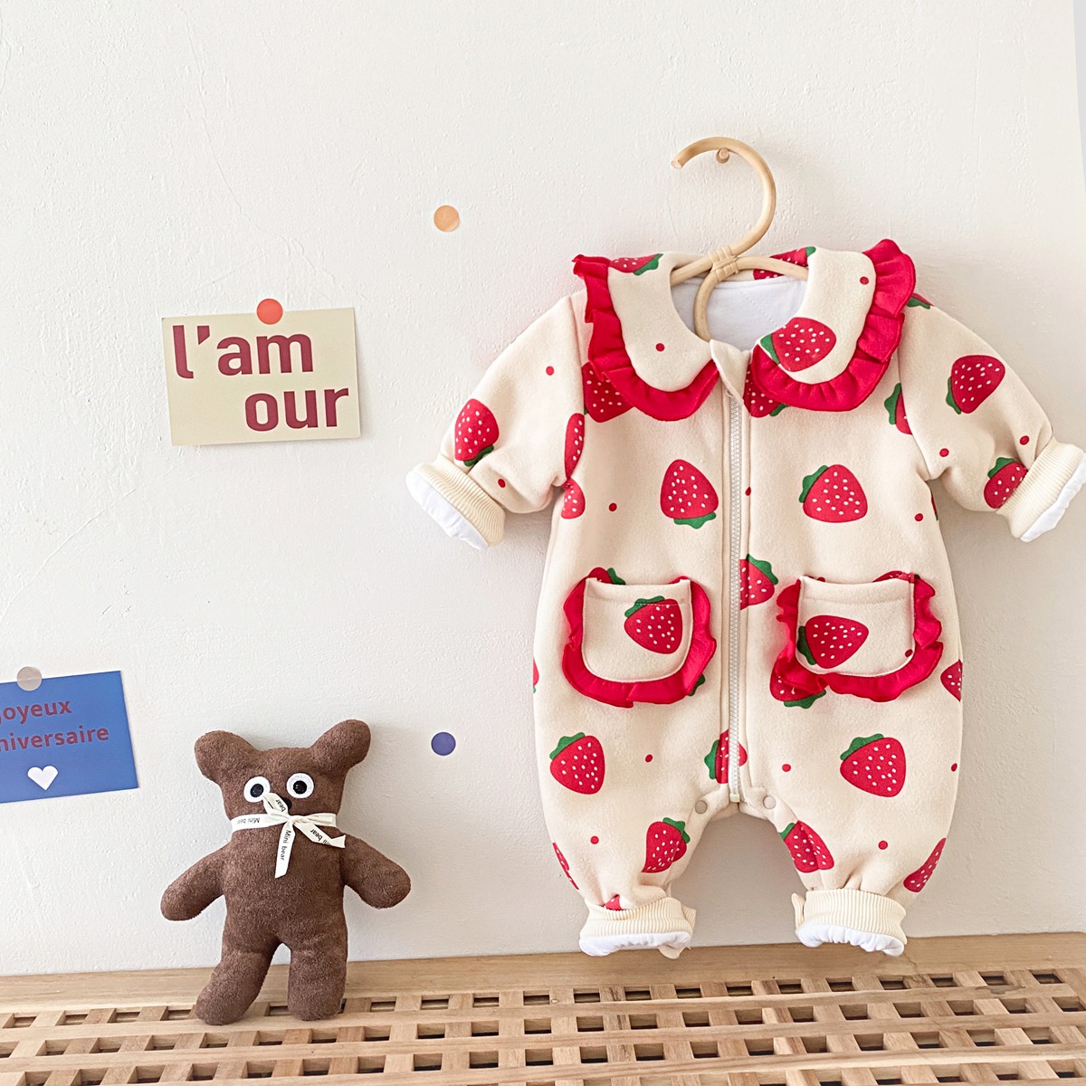 Title 2, Baby meisjes warme kleding aardbeien print gewa...