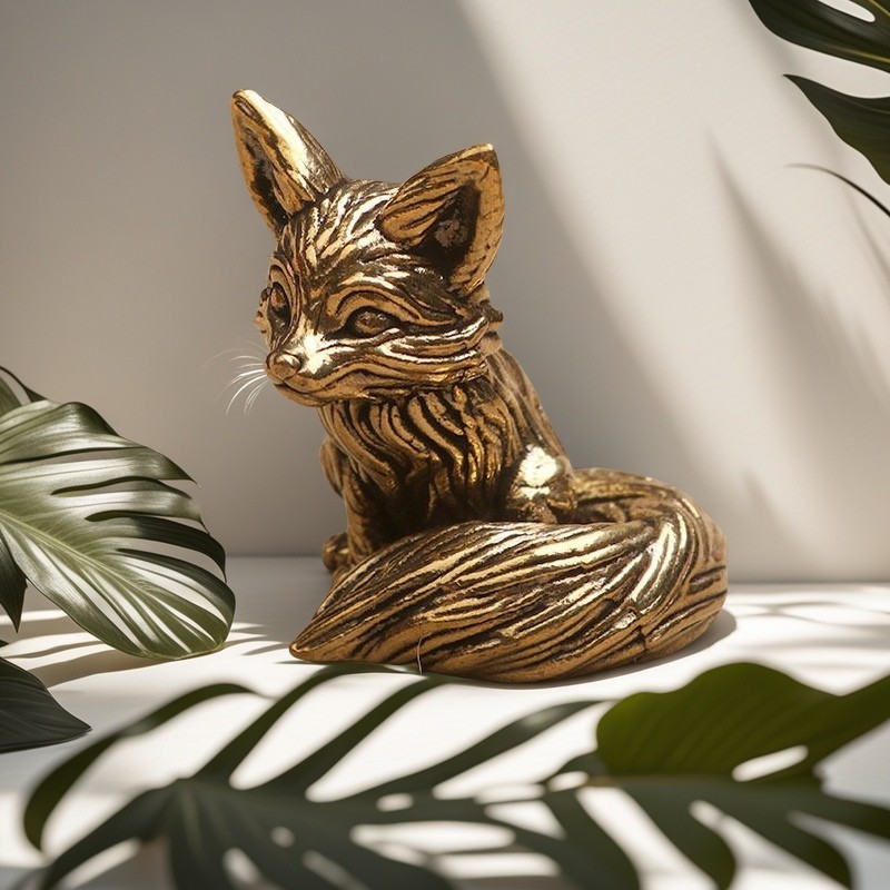 Fox Ornament For Study Or Office Desk Solid Forged Copper Tea Pet