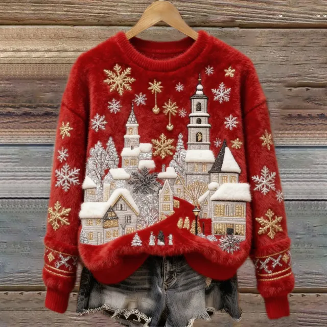 Women's Christmas Crew neck Patterned Top Mfh4Xicg1Yxk906 2Xl - Shop at LoveMi