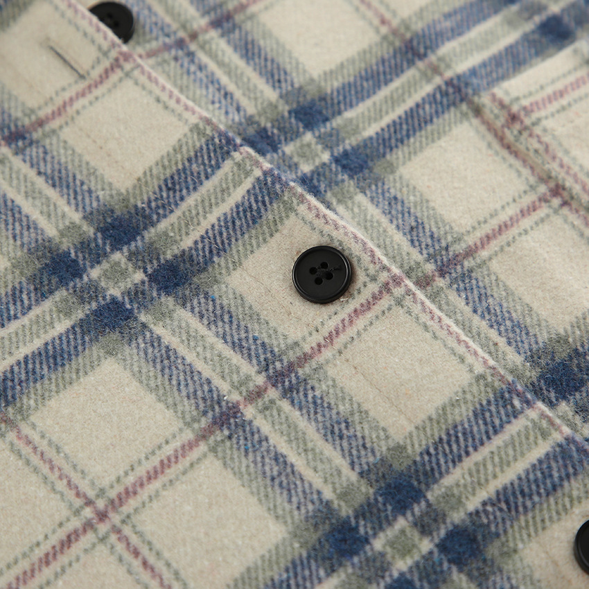 Title 12, Lapel Loose Plaid Long Sleeve Shirt