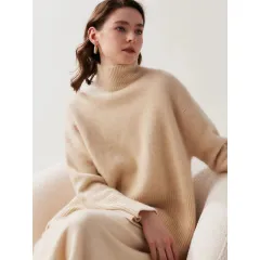 Women's Turtleneck Sweater Loose-fitting Comfortable Sweater - Green Velvet - View 1