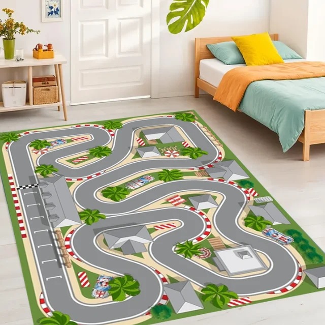 Cross-border 3D Desert Off-road Track Childrens Room Rug