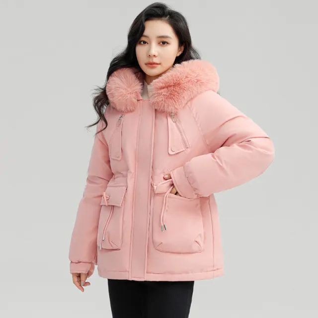Horn Button Parka Women's Loose Pink - Shop at LoveMi