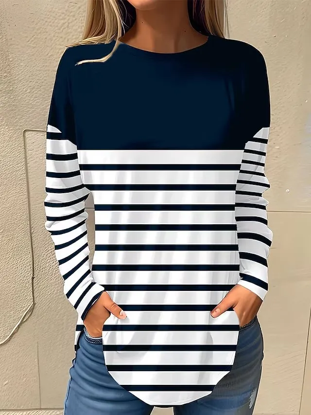 Women's Round neck Long Sleeve Fashion Casual Plus Size 3W5Z1Do - Shop at LoveMi