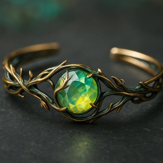 Vintage Royal-style Emerald Earrings With Gold-plated Vine And Branch Design