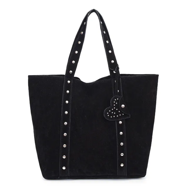 Special interest Design Rivet Hand carrying Tote Bag Fashion Commuter Shoulder Underarm Bag Black - Shop at LoveMi