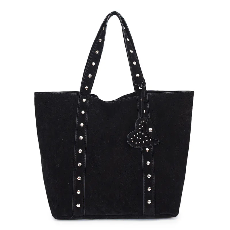 Special-interest Design Rivet Hand-carrying Tote Bag Fashion Commuter Shoulder Underarm Bag - Black