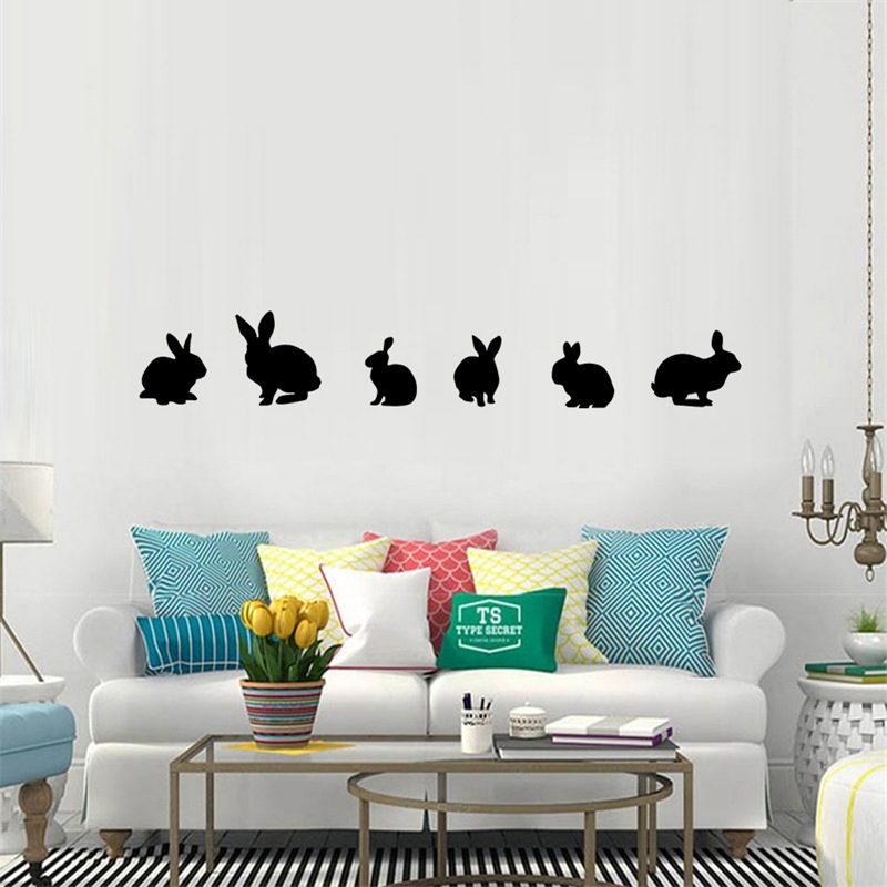 Title 3, Sticker mural Chat Noir Lapin Motif Décoratif A...