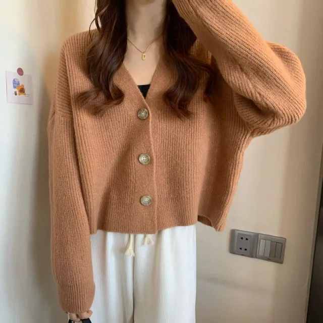 Autumn Long Sleeve Sweater Cardigan Women's Top Coat Orange - Shop at LoveMi