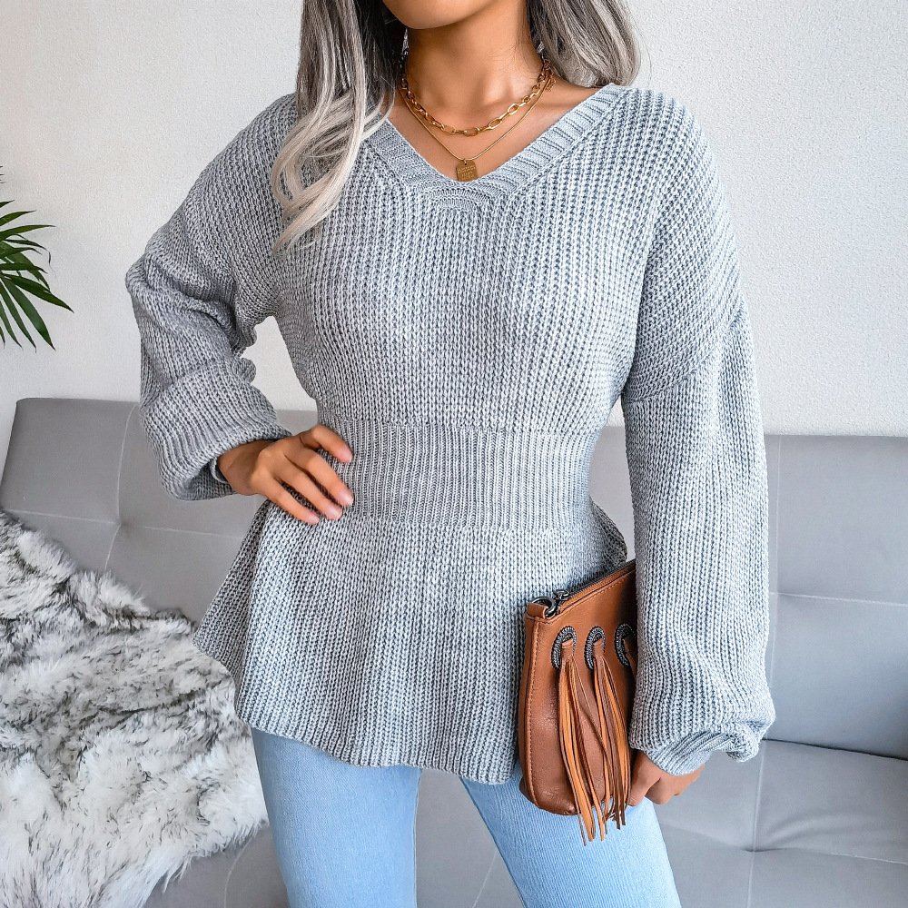 Women's flounce hem sweater – all three colors displayed together