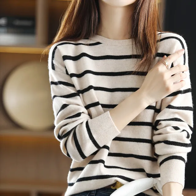 Women's Spring New Sweater Striped Color Matching - Shop at LoveMi