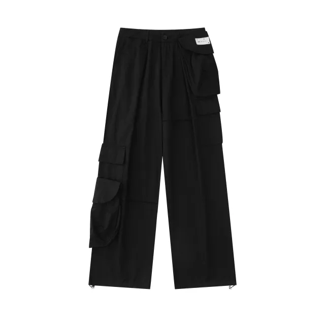 Autumn American Wide Leg Mop Pants Men's Loose Overalls Black - Shop at LoveMi