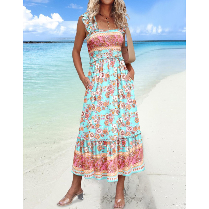 European And American Sweet Personalized Fashion Seaside Vacation Style Summer Dress Green - Shop at LoveMi