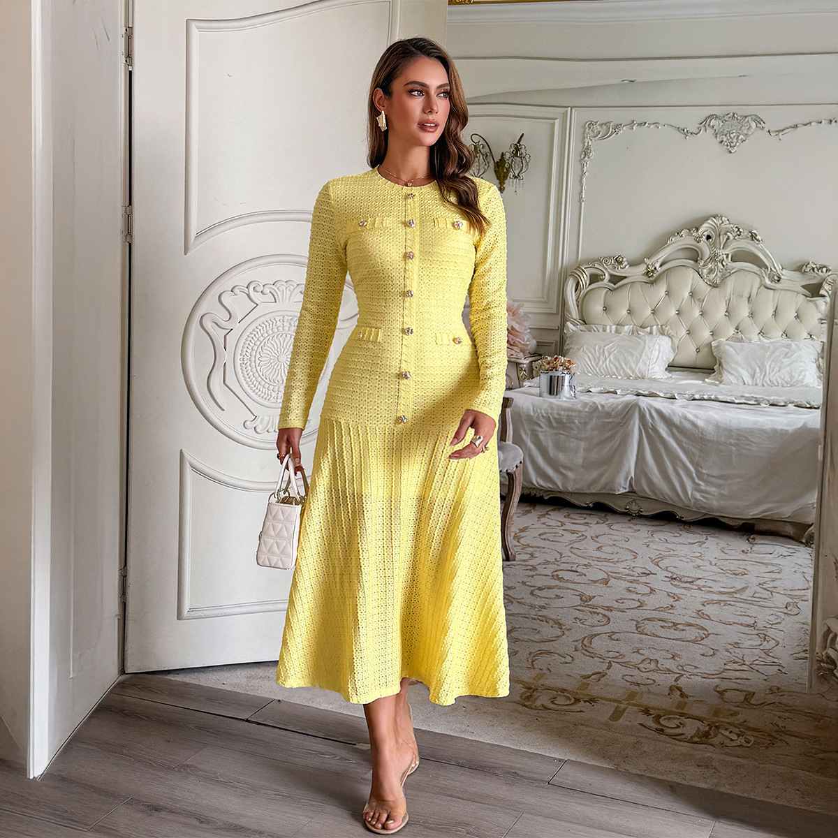 Solid-color Short-sleeved Sheath Dress For Women
