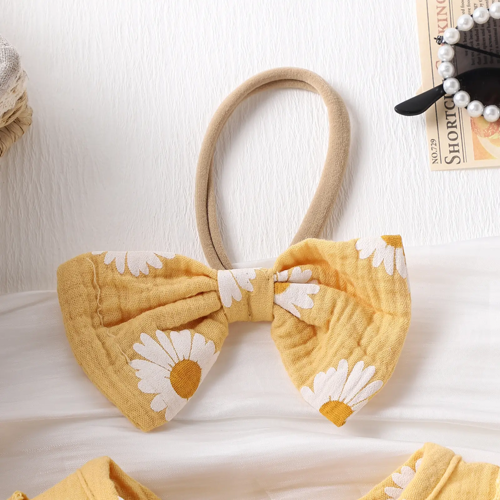 Summer Infant Baby Girl Sunshine Cheerful Small Sunflower A Three-color Rompers Jumpsuit Headdress