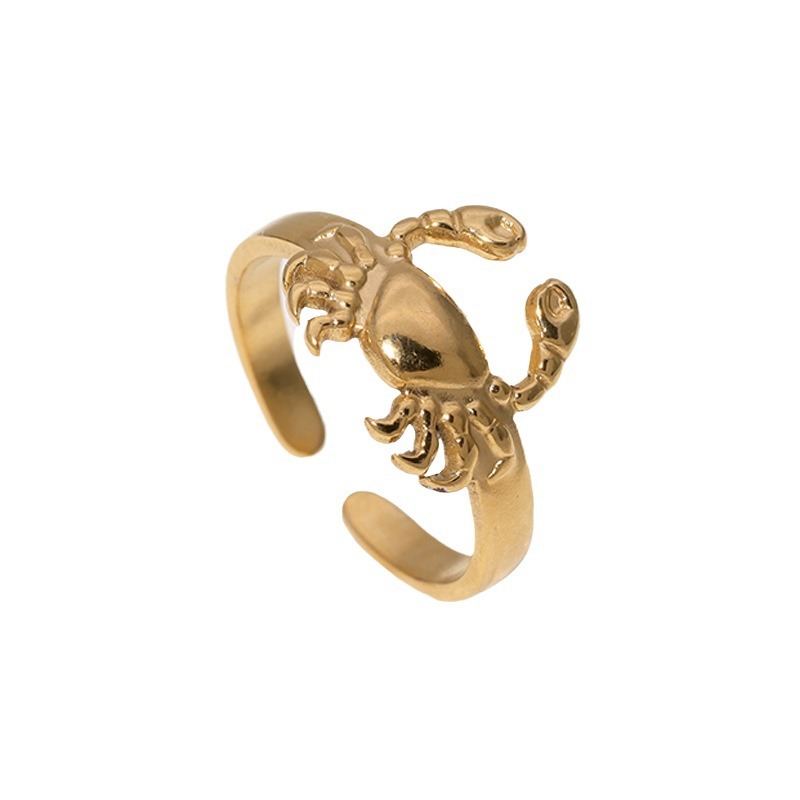 Stainless Steel Crab Ring Open End Creative Vacation Style
