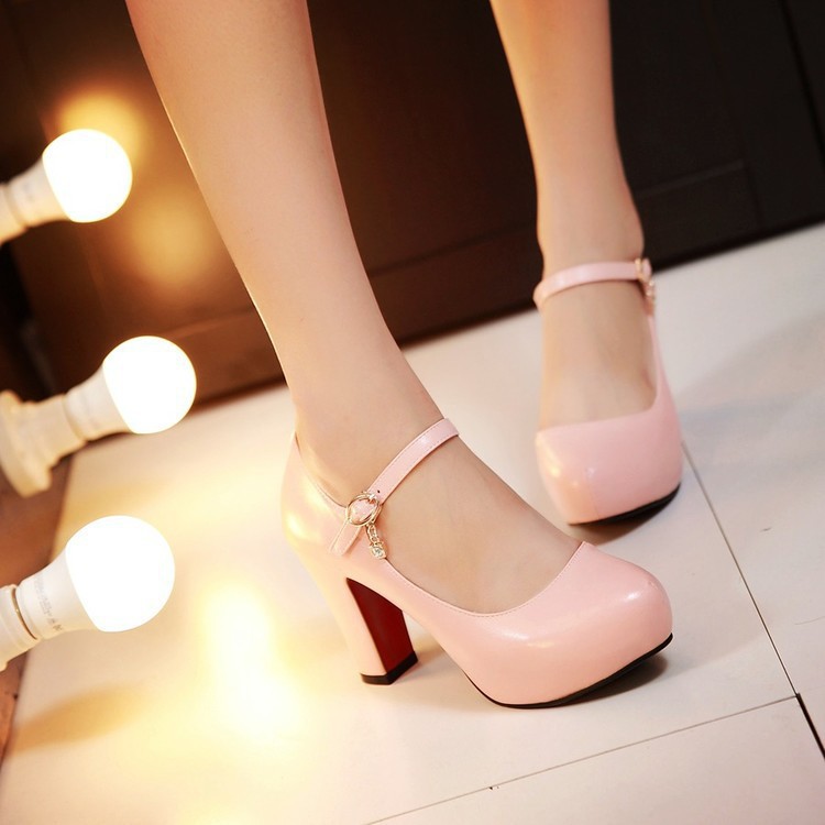 Chunky-heeled Round-toe High Heels For Women