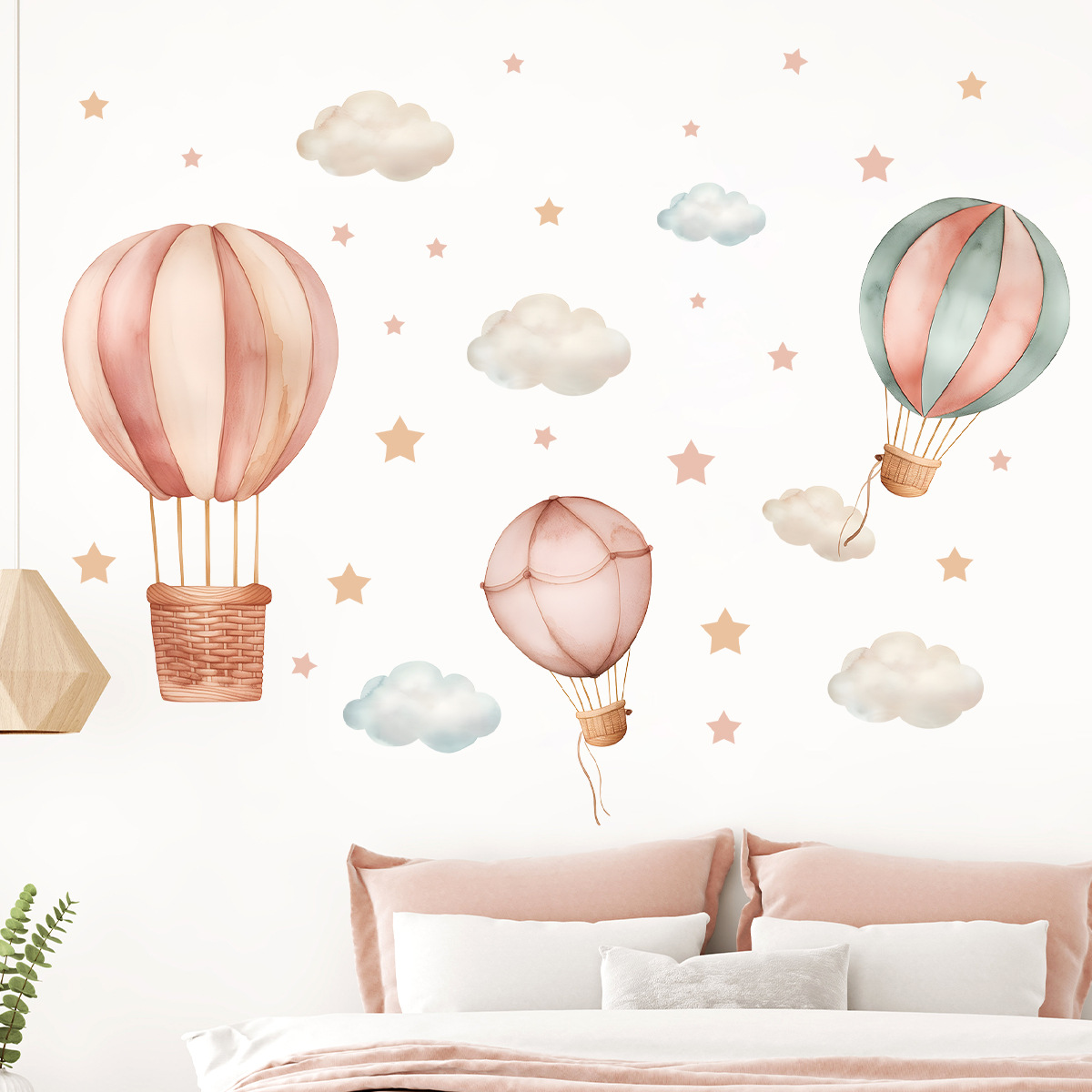 Title 5, Cloud Hot Air Balloon Self-adhesive Wall Sticke...