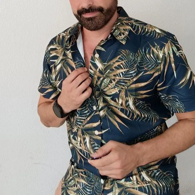 Short Sleeve Men's Printed Shirts Dark Green - Shop at LoveMi